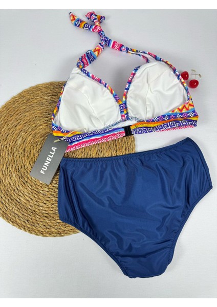 Batik Desenli Yüksel Bel Boyun Bağlamalı Şık Bikini Takımı modelleri