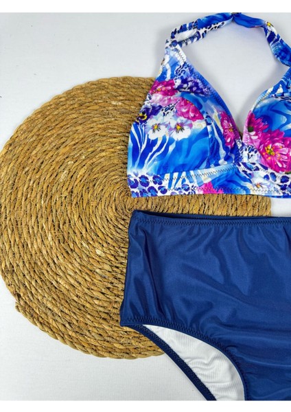 Batik Desenli Yüksel Bel Boyun Bağlamalı Şık Bikini Takımı fiyatları