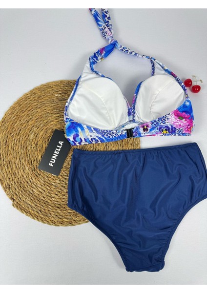 Batik Desenli Yüksel Bel Boyun Bağlamalı Şık Bikini Takımı modelleri