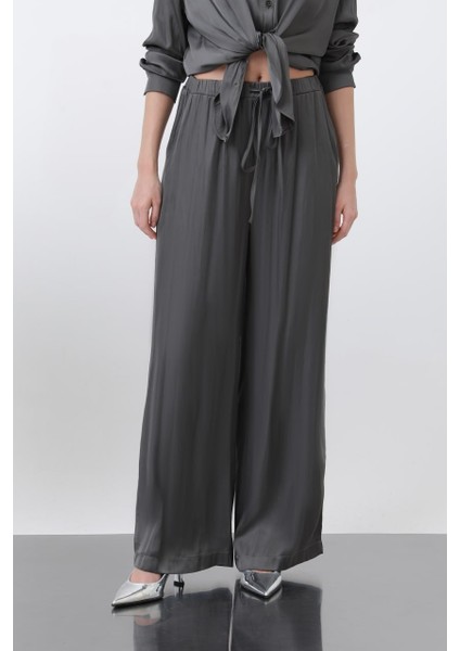 Kadın 32259 Saten Belden Bağlamalı Pantalon modelleri