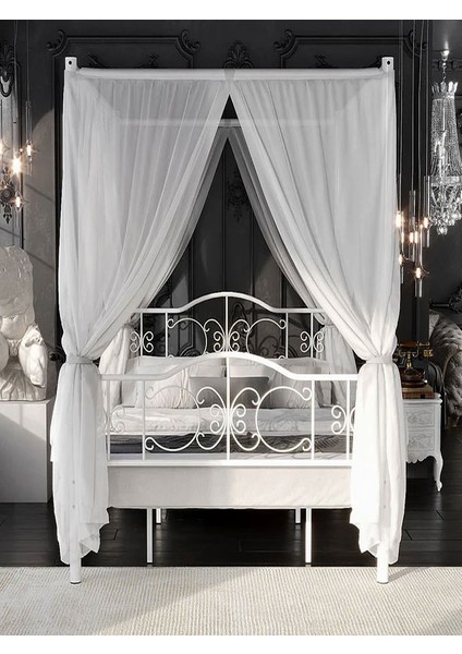 Argimo Pero Sultan Çift Kişilik Başlıklı Ferforje Metal Beyaz Karyola (Cibinliksiz) fiyatları