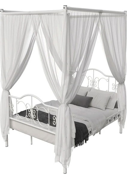 Argimo Pero Sultan Çift Kişilik Başlıklı Ferforje Metal Beyaz Karyola (Cibinliksiz) fırsatları