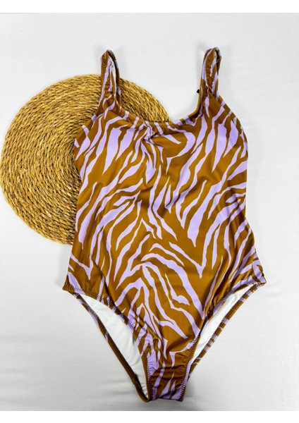 Kadın Likralı Etnik Desenli Mayo