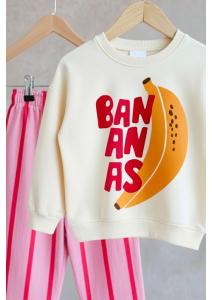 Kız Çocuk Baskılı 3 Iplik Kumaş Kanvas Pantolonlu Pamuklu Alt Üst Takım modelleri