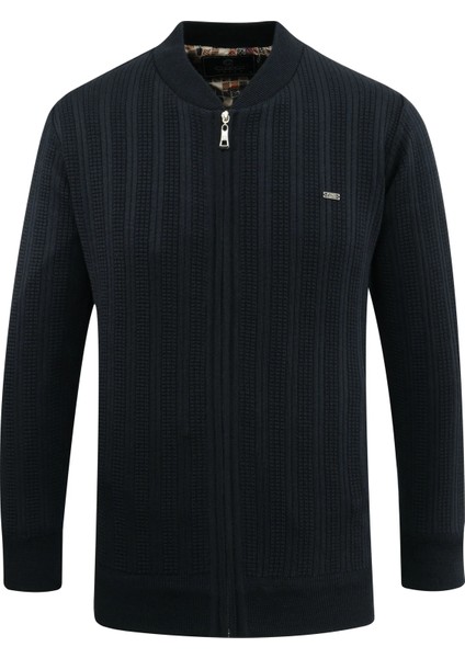 Erkek Astarlı Triko Mevsimlik Mont Hakim Yaka Çelik Örgü Desenli Klasik Kalıp - 5209T