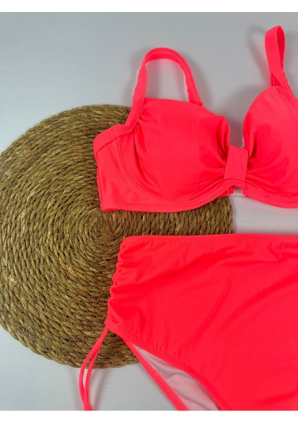 Fosforlu Pembe Büyük Beden Kadın Şık Bikini Takımı fiyatları