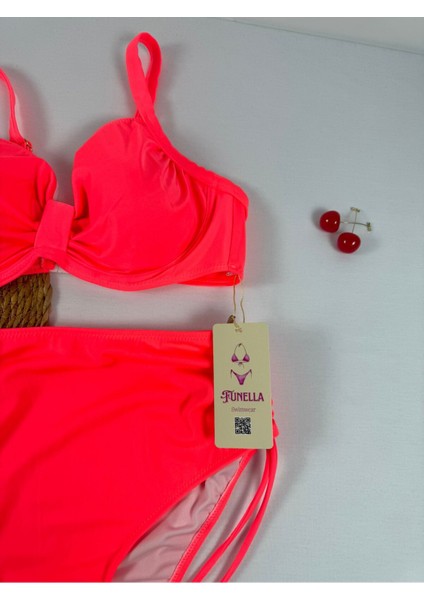 Fosforlu Pembe Büyük Beden Kadın Şık Bikini Takımı modelleri