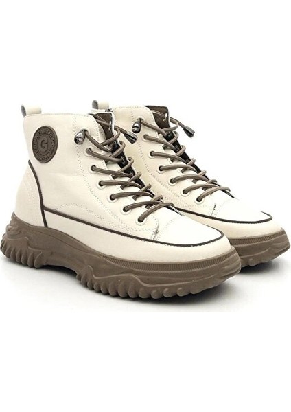 25K310-13 Kadın Kaymaz Taban Günlük Fermuarlı Bilekli Bot Bej