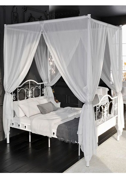 Argimo Pero Sultan Çift Kişilik Başlıklı Ferforje Metal Beyaz Karyola (Cibinliksiz) fiyatları