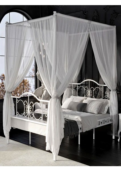 Argimo Pero Sultan Çift Kişilik Başlıklı Ferforje Metal Beyaz Karyola (Cibinliksiz) modelleri