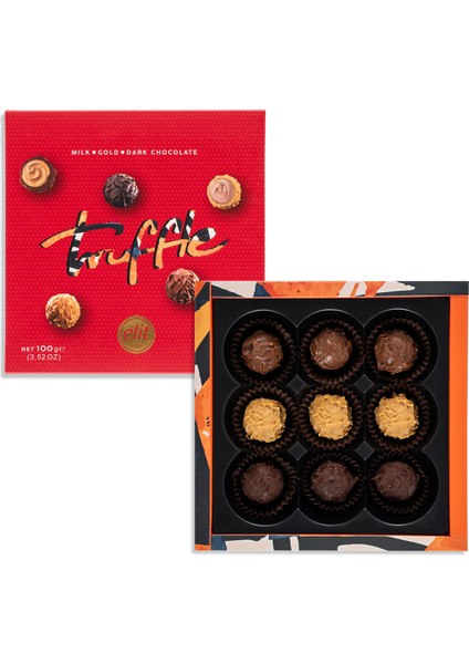 Sütlü Bitter Gold Çikolata Truffle Kırmızı Kutu 100 gr Glutensiz