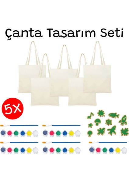 5'li Çanta Tasarım Etkinlik Seti - Sınıf Etkinlik/aktivite - Baskı Kalıplı!