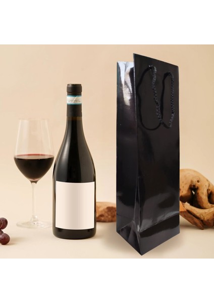 Şişe Taşıma Çantası, Şişelik, Hediye, Alışveriş, Parti Için Karton Çanta, Siyah, 25 ADET,38X12X10 cm fırsatları