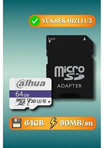 C100A 64GB MicroSDXC U3 Hafıza Kartı 4K Video Desteği ile Profesyonel Kullanım için Uygun fırsatları