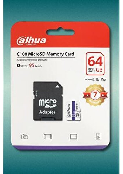 C100A 64GB MicroSDXC U3 Hafıza Kartı 4K Video Desteği ile Profesyonel Kullanım için Uygun