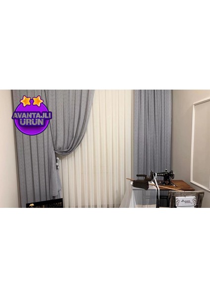 Nivemeshome Mızraklı FIR0914 AR03102 V-105 Gri 1/3 Sık Pileli Tül Perde Apm