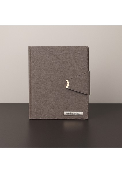 Kişiye Özel 2026 Tarihli Ay Model Mıknatıs Kilitli Gri Ajanda ve Kalem Seti