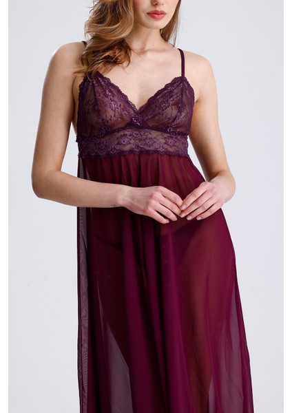 Göğüs Altına Kadar Dantelli Tül Kumaşlı Uzun Gecelik 85470 fiyatları