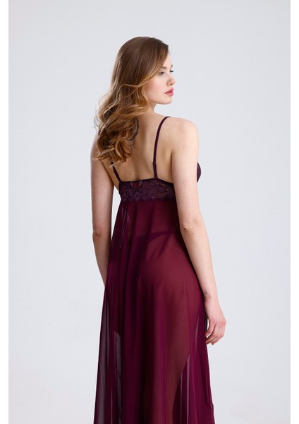 Göğüs Altına Kadar Dantelli Tül Kumaşlı Uzun Gecelik 85470 fırsatları