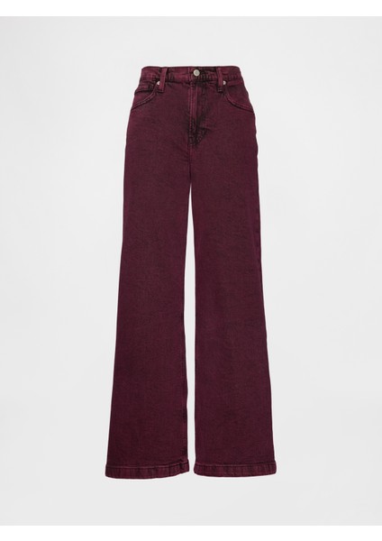 Kadın Koyu Pembe High Rise Stride Wide-Leg Jean Pantolon fiyatları