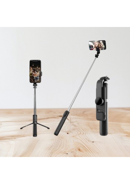 Taşınabilir Kablosuz Bluetooth Özellikli Uzaktan Kumandalı Selfie Çubuğu Tripod