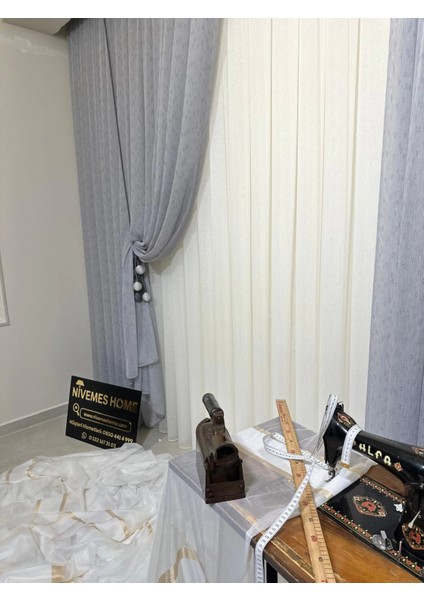 Nivemeshome Mızraklı FIR0914 AR03102 V-105 Gri 1/3 Sık Pileli Tül Perde Apm fiyatları