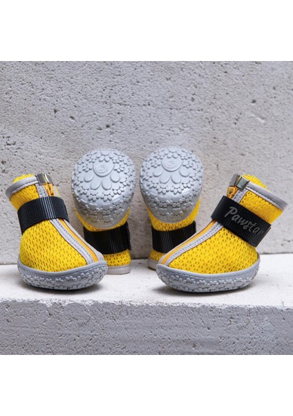 Sarı Airmesh Fileli Hava Alabilen Köpek Ayakkabısı-Köpek Patiği