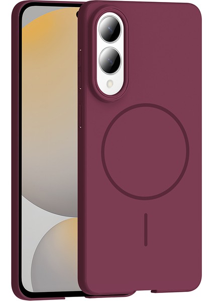 Galaxy S25 Edge Kılıf M-Safe Şarj Özellikli Ata Ruby Sert Kapak - Mürdüm