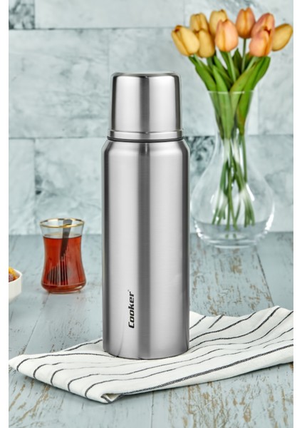 1 Litre Çift Katlı Çelik Termos 24 Saat Sıcak, 48 Saat Soğuk,(Kamp, Piknik, Ofis, Seyahat)