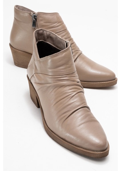 Rule Taş Deri Kadın Kalın Topuklu Bot
