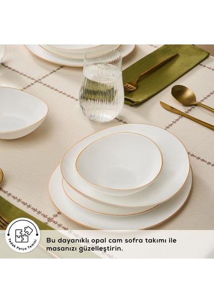 Pure 24 Parça Opal Cam Yemek Takımı, 6 Kişilik – Altın Renkli, Zarif ve Modern Tasarım fırsatları