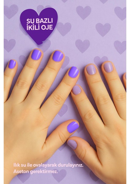 Lıttle Prıncess Su Bazlı Mor Oje & Glıtterlı Oje Mor Set 2 lı (2*8 ml)