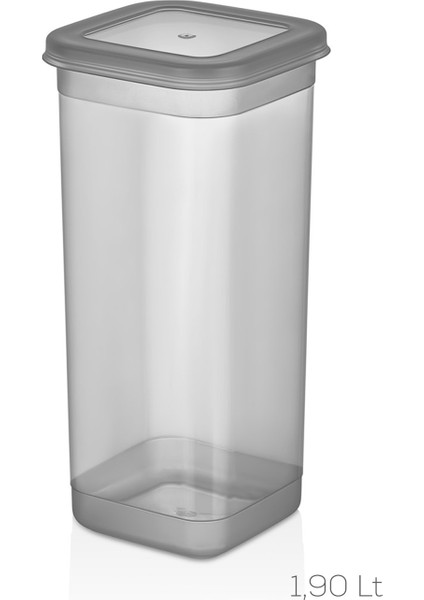 432 gr 6lı Etiketli Kare Un Erzak Bakliyat Saklama Kabı Takımı Seti 1.90 Lt - Gri fırsatları