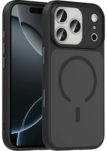 iPhone 17 Pro Max Uyumlu Kılıf Mat Arka Yüzey Wireless Şarj Özellikli Flet M-Safe Kapak