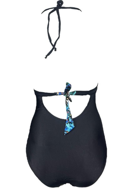 Siyah Batik Desenli Arkadab Bğcıklı Şık Kadın Mayo modelleri