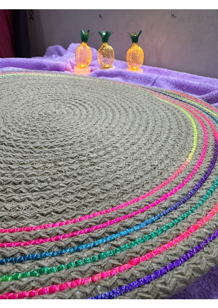 Decohandy Jute Örme Supla - Renkli Şeritli