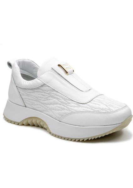 Nero Niu Hakiki Deri Kadın Beyaz Casual Spor Sneaker Ayakkabı