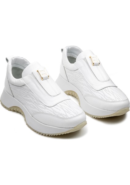 Nero Niu Hakiki Deri Kadın Beyaz Casual Spor Sneaker Ayakkabı