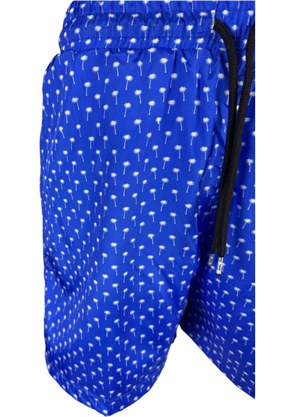 Mavi Desenli Fileli Fermuar Cepli Deniz Şortu fiyatları