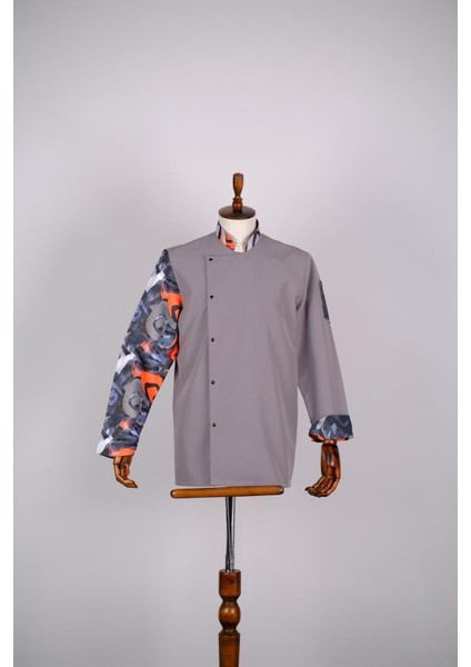 Aşçı Ceketi Ithal Kumaş Desenli Unisex Çıtçıtlı Uzun Kollu Chef Aşçı Mutfak Ceketi