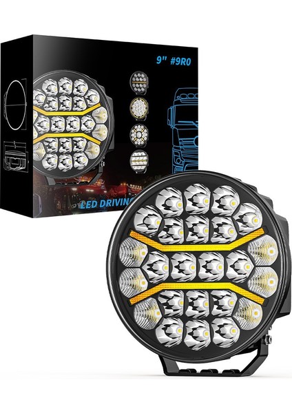 Kamyon 9 Inç Sis Farı Tepe ve Tampon Lambası 100 W Projektör Lamba Gündüz LED Drl Sarı ve Beyaz