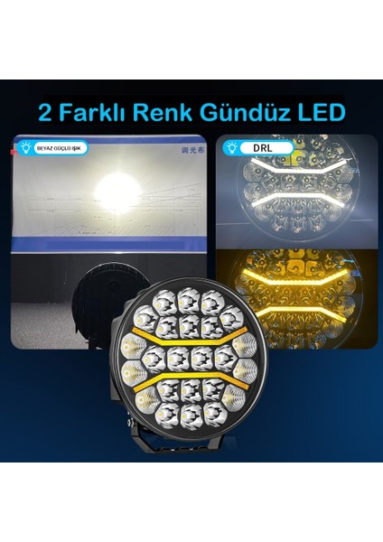 Kamyon 9 Inç Sis Farı Tepe ve Tampon Lambası 100 W Projektör Lamba Gündüz LED Drl Sarı ve Beyaz fiyatları