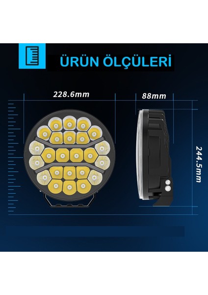 Kamyon 9 Inç Sis Farı Tepe ve Tampon Lambası 100 W Projektör Lamba Gündüz LED Drl Sarı ve Beyaz indirimleri