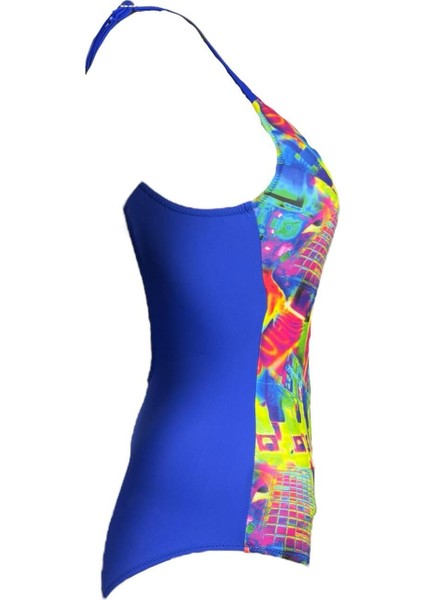 Lacivert Etnik Desenli Çok Renkli Şık Kadın Mayo fiyatları