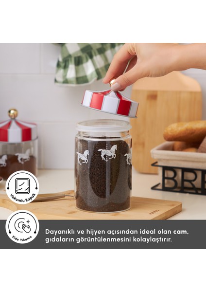Karnaval Cam Kavanoz Saklama Kabı 980 ml modelleri