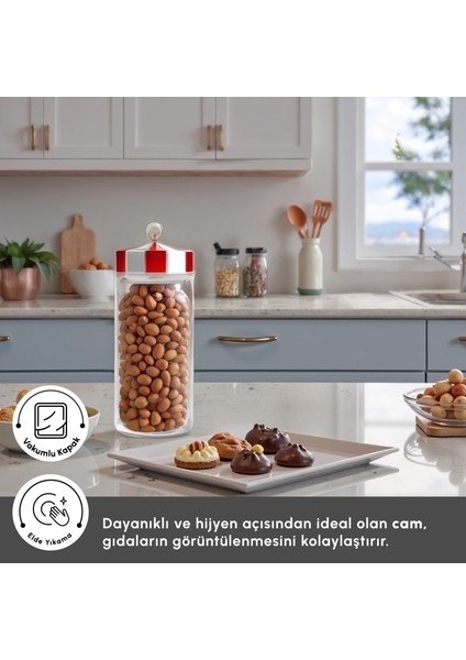 Karnaval Vakumlu Kapaklı Cam Kavanoz/saklama Kabı 1300 ml modelleri