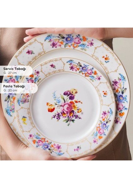 Gülşah 24 Parça Çok Renkli Yemek Takımı 6 Kişilik Bone Malzemeden Üretilmiştir indirimleri