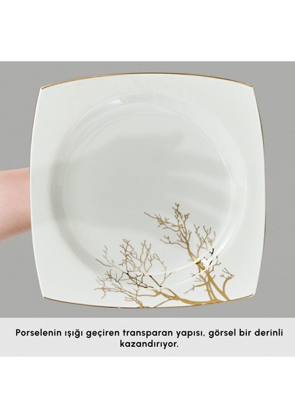 Square Bone Autumn 53 Parça 12 Kişilik Yemek Takımı Gold indirimleri