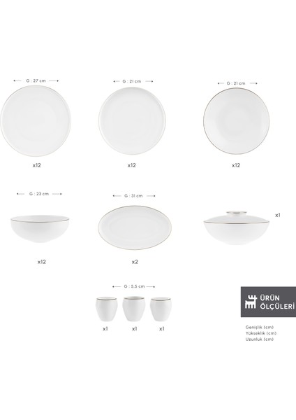 Fine Bone Meridian 55 Parça 12 Kişilik Yemek Takımı Gold fiyatları