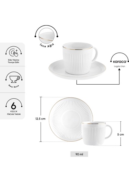 Pelin 6 Kişilik Kahve Fincan Takımı 90 ml fiyatları